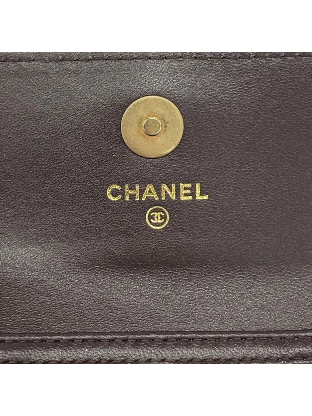 Chanel Shoulder Wallet Quilted Lambskin Dark Brown Gold